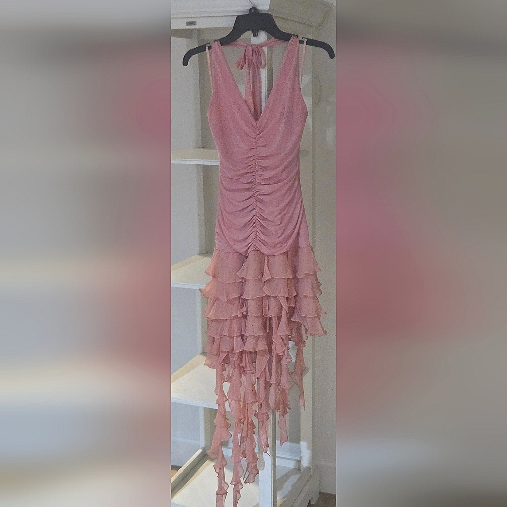 Elegant Pink Ruffled Dress